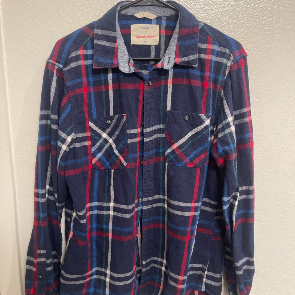 Navy Plaid Button-Up flannel